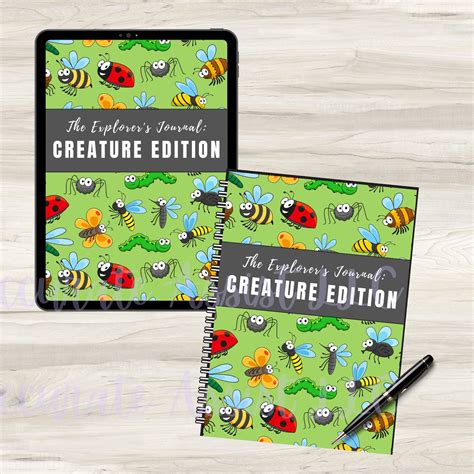 kids printable field journal digital notebook pages nature etsy