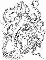 Coloring Pages Kraken Fantasy Adult Printable Colouring Adults Creatures Books Detailed Print Disimpan Dari Book Animal Ocean sketch template