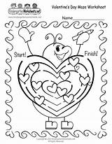 Maze Worksheet Printable Worksheets Valentine Kindergarten Fun Valentines Holiday Month Go Back sketch template