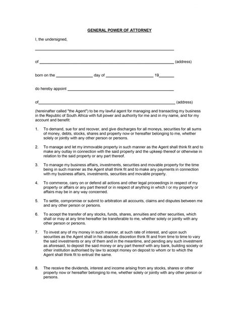 general power  attorney letter template