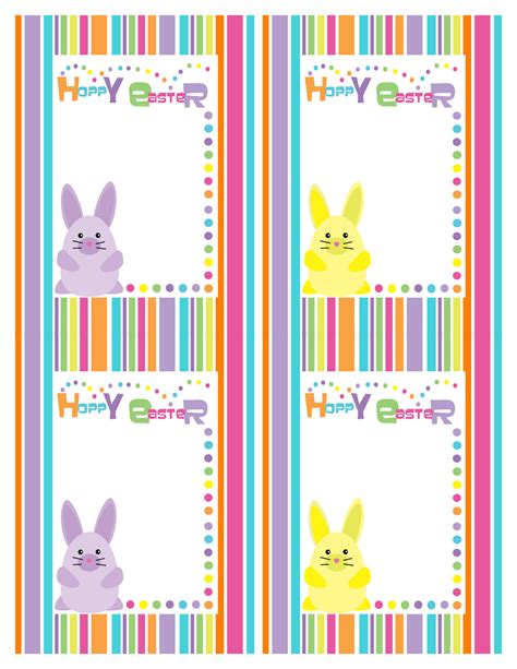 bunny stripe hoppy easter cards   cute printables template