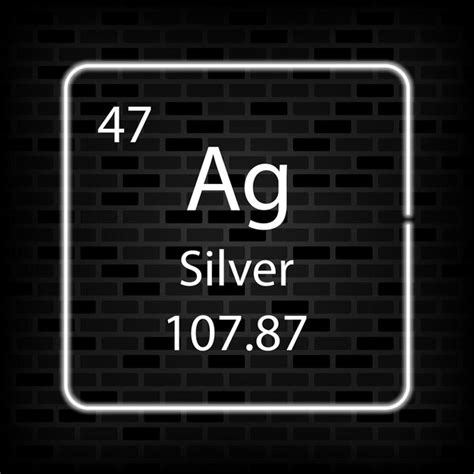 zilver neon symbool scheikundig element van het periodiek systeem vector illustratie premium