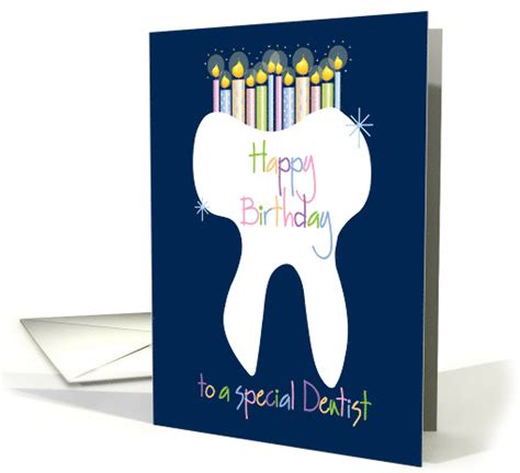 birthday for dentist with gleaming tooth and candles card 1271116