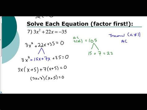 lesson  solving quadratics  factoring ac method part