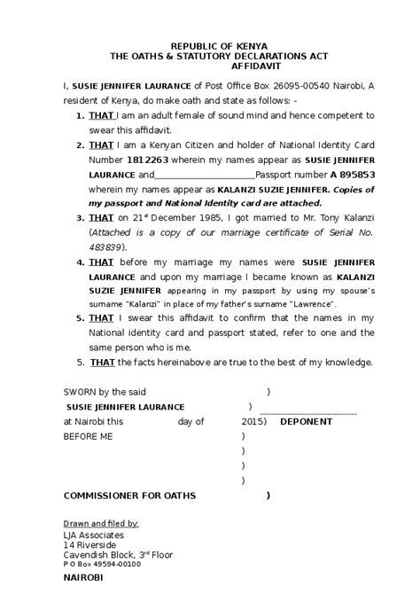 republic  kenya  oaths statutory declarations act