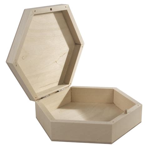 hexagonal wood keepsake trinket boxes  sizes plain craft decoupage