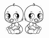 Coloring Twin Babies Coloringcrew Family sketch template
