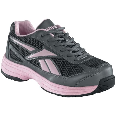 womens reebok steel toe cross trainer shoes pewter pink  running shoes sneakers