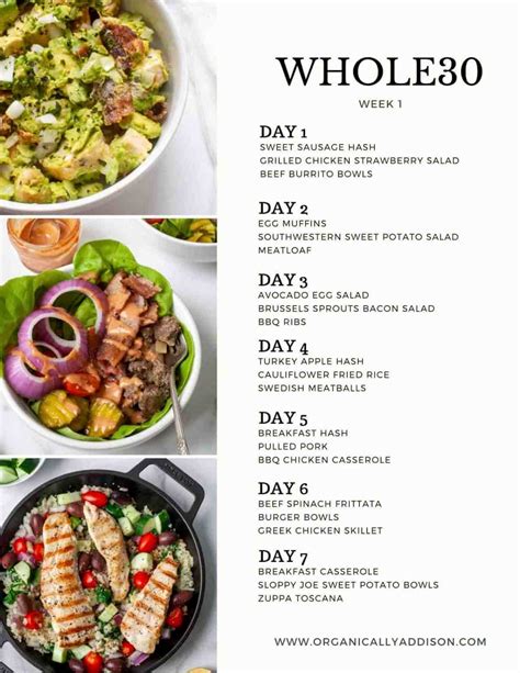 meal plan week  organically addison