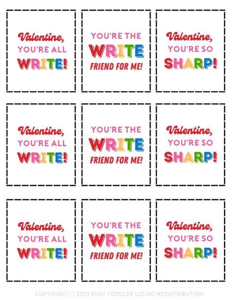 printable valentine cards  pencils busy toddler