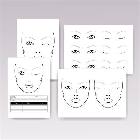 makeup face template printable  makeup face charts  inspire uplift