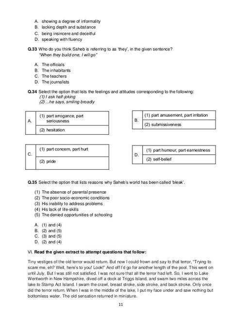 cbse english xii sample question paper  key