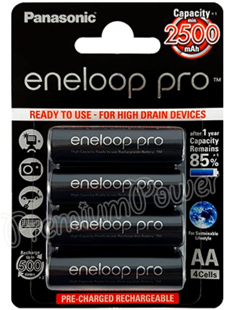 Panasonic Eneloop Pro Aa Rechargeable Nimh Batteries 1 2v 2500mah 4
