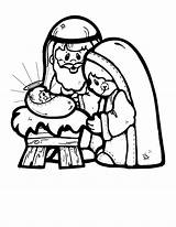 Nativity Scene Drawing Line Getdrawings Holy Family sketch template