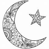 Mandala Coloring Moon Pages Adult Dessin Ramadan Visit sketch template