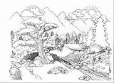 Coloring Nature Pages Adult Printable Landscape Sheets Scenery Choose Board Book Adults sketch template