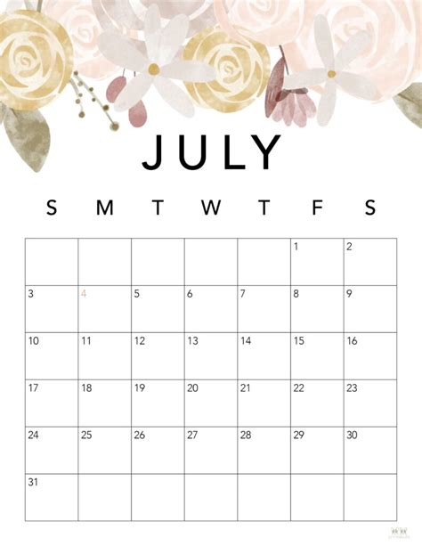 july  calendars   printables printabulls  printable
