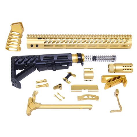 ar  full rifle parts kit  anodized gold veriforce tactical