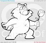 Presenting Raccoon Romantic Rose Single Outlined Coloring Clipart Cartoon Vector Cory Thoman sketch template