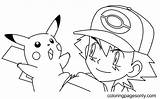 Pikachu Ash sketch template