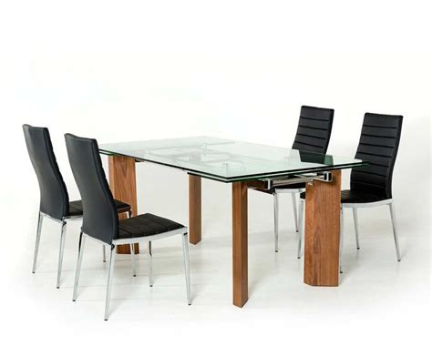 extendable large glass top dining table vg  modern dining