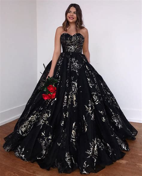 ball gown sweetheart black lace long prom dressjkd anna promdress