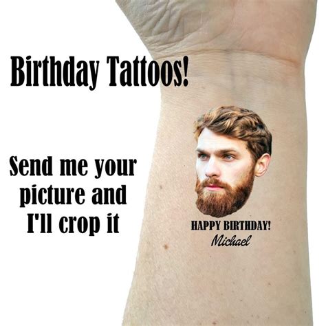 birthday party tattoos birthday tattoo happy birthday tattoo etsy