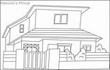 Rumah Mewarnai Architecture Bertingkat Tingkat sketch template