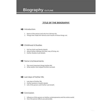 autobiography outline templates samples