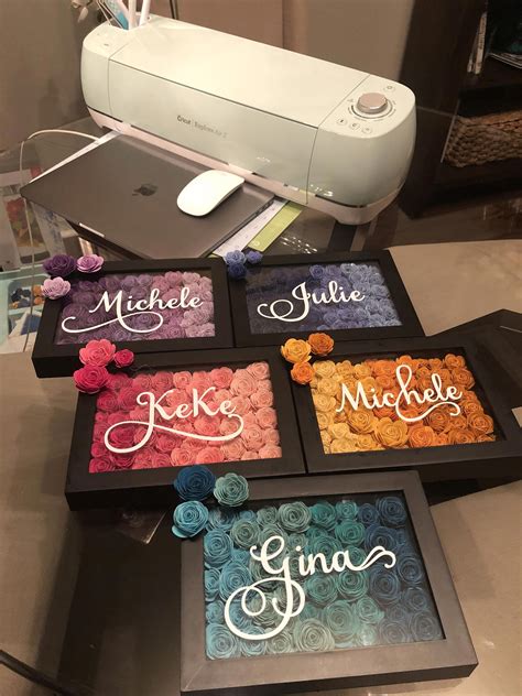 rolled flowers shadow box cricut projects vinyl cricut projects