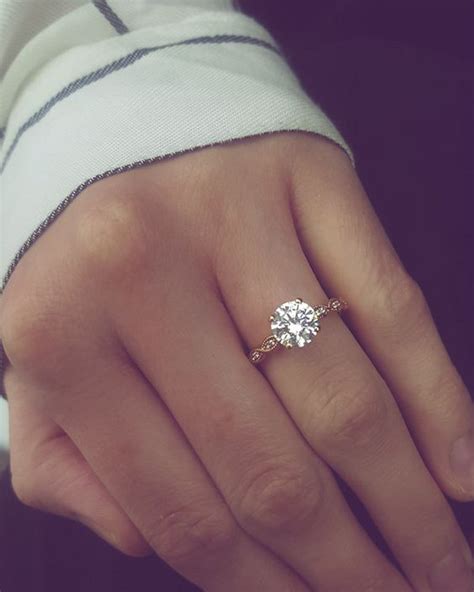 Vintage Rose Gold Round Cut Diamond Engagement Ring Emmalovesweddings