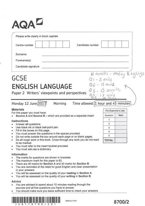 gcse english language paper  june  model answers  rate tutors