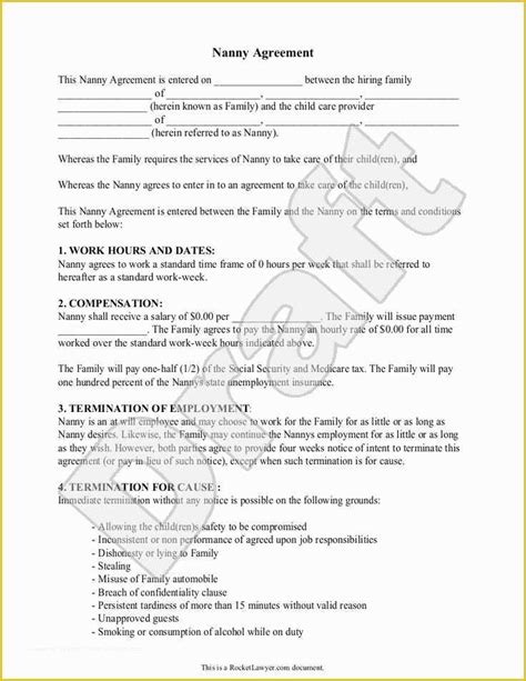 caregiver contract template   printable  form elder care
