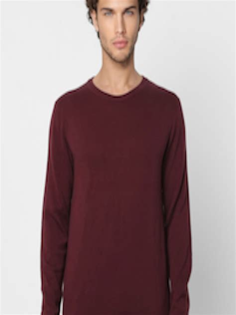 Buy Jack And Jones Men Maroon Solid Pullover Sweaters Sweaters For Men