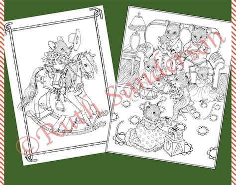 christmas mice  printable  coloring pages  adults etsy australia
