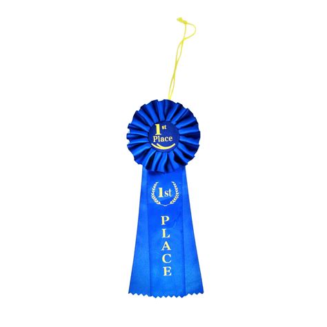 deluxe blue st  place award ribbon premium rosette trophy winner