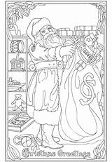 Coloring Santa Christmas Pages Dover Vintage Book Freebie Clause Publications Adult Doverpublications Color Printable Greetings Stamping Books Claus Haven Drawing sketch template