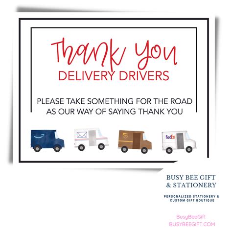 note  delivery drivers  printable