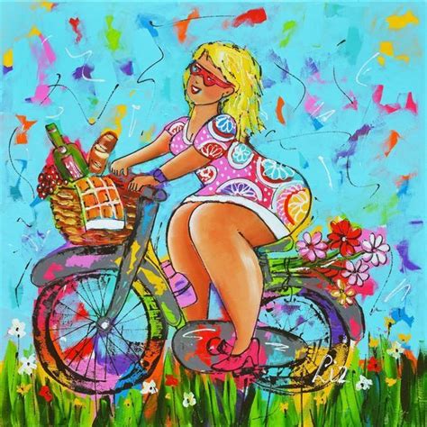 dame op de fiets fahrrad poster idee farbe bemalte kreuze