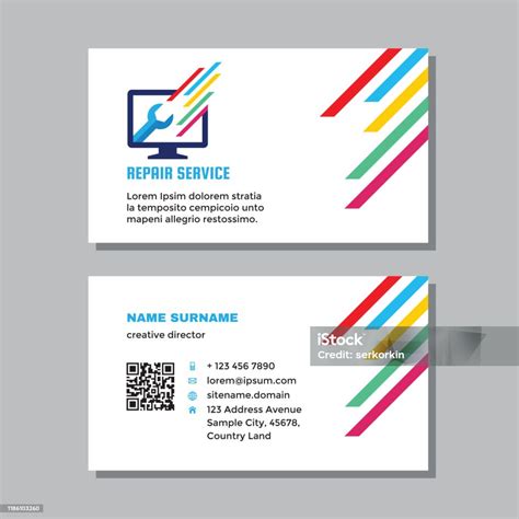 business visit card template concept design computer repair service branding vector illustration