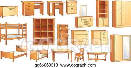 vector art wooden furniture set vector illust clipart
