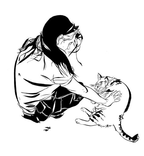Girl With Cat Drawing At Getdrawings Free Download