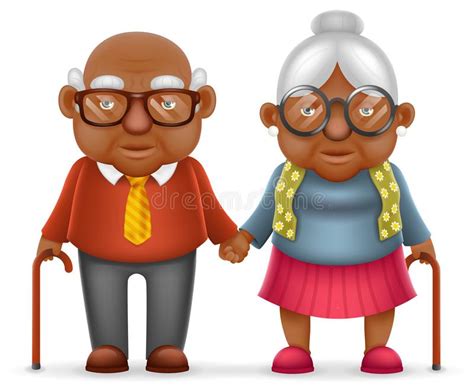 Afro American Cute Smile Happy Elderly Couple Old Man Love