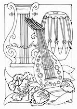 Coloring Instrument Pages Musical Print Instruments Popular sketch template