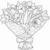 Tulips Antistress Fleurs Coloriages sketch template
