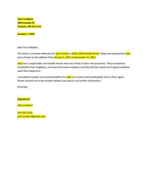 tenant reference letter  template guide square