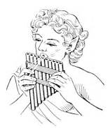 Panpipe Playing Instruments Coloring Music Pages Elf Boy Musical sketch template