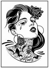 Tattoo Girl Drawing Ink Tattoos Woman Coloring Pages Drawings Chick Adults Body Gangsta Chicano Sketches Designs Deviantart Draw Third Girls sketch template