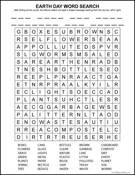 printable earth day word search  kids earth day recycle