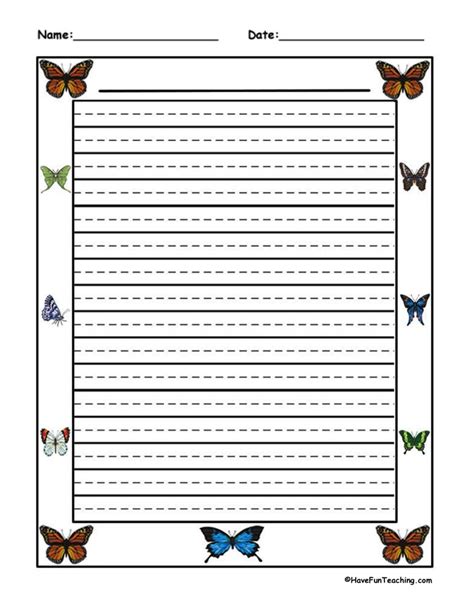 butterfly writing paper  fun teaching